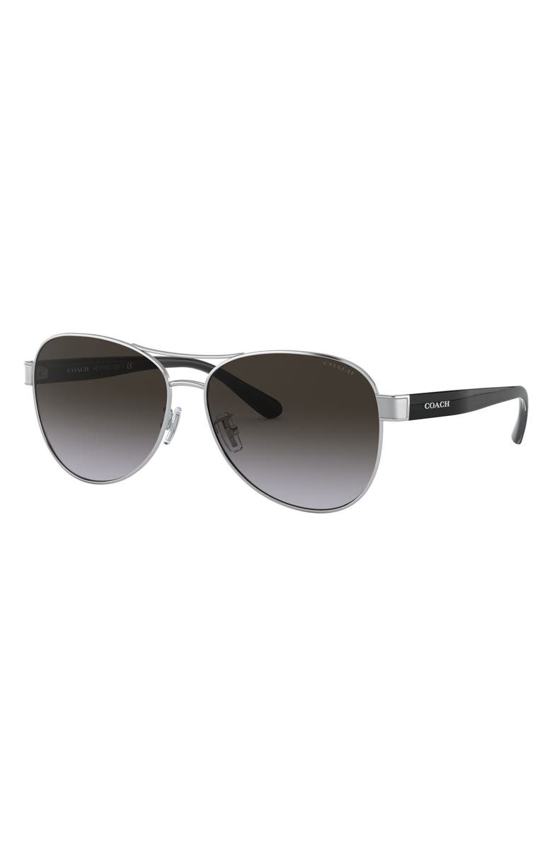 COACH 59mm Square Sunglasses, Alternate, color, Silver