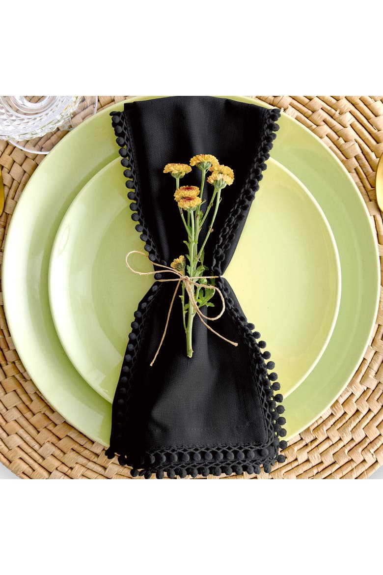 Linen Dinner Napkins Set of 4, 20 x 20" - Maddie, Alternate, color, Black