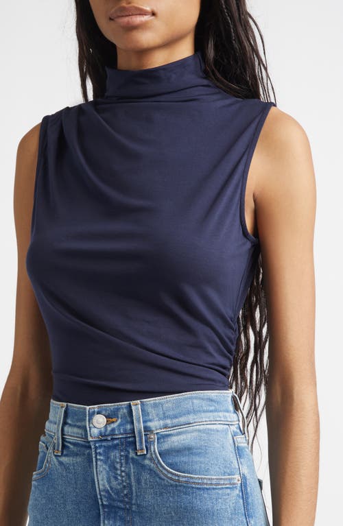 Veronica Beard Mylie Sleeveless Turtleneck Top In Blue