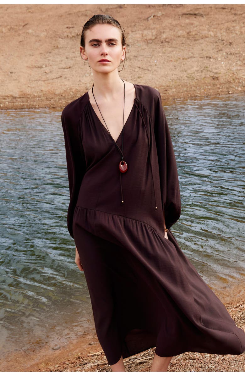 H&M Oversized Tunic Dress, Alternate, color, Dark Brown