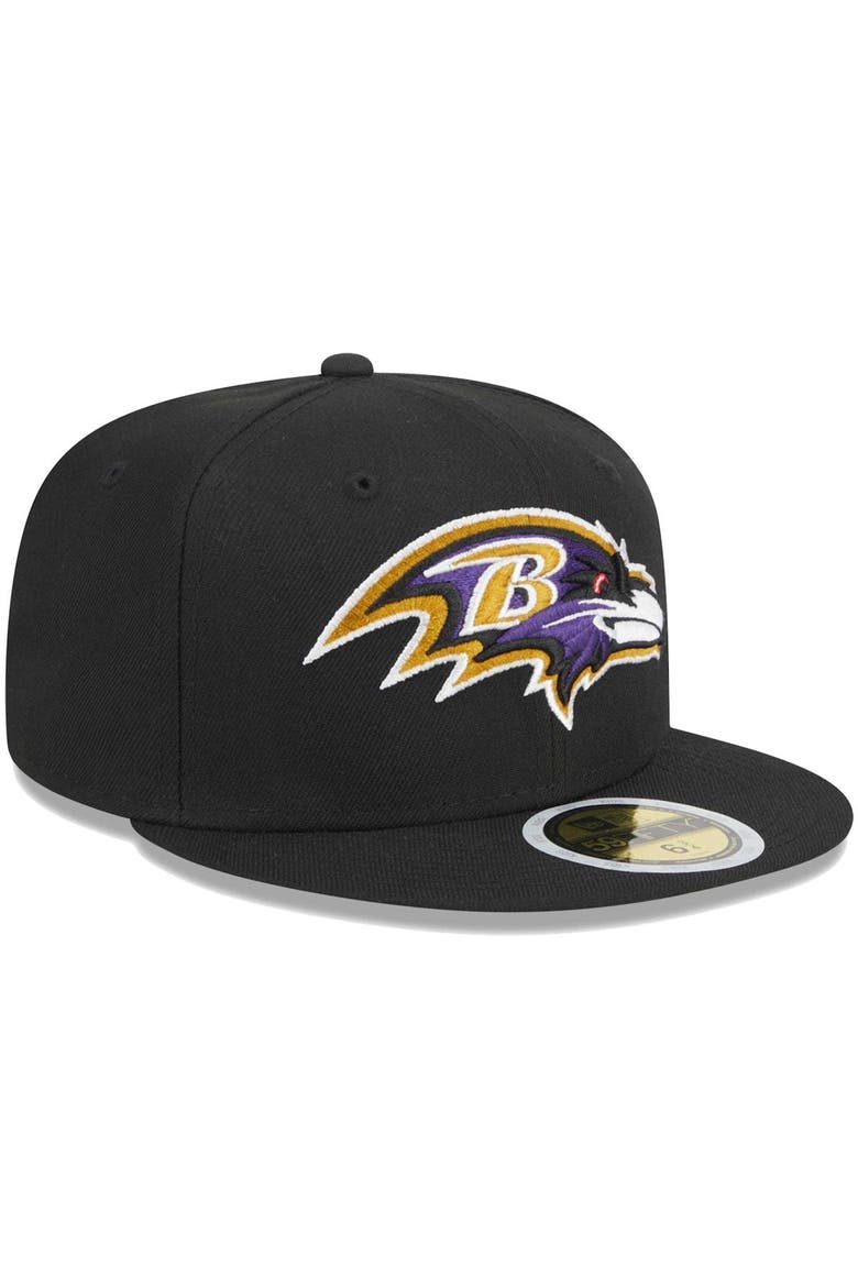 Youth New Era Black Baltimore Ravens  Main 59FIFTY Fitted Hat, Alternate, color, Black