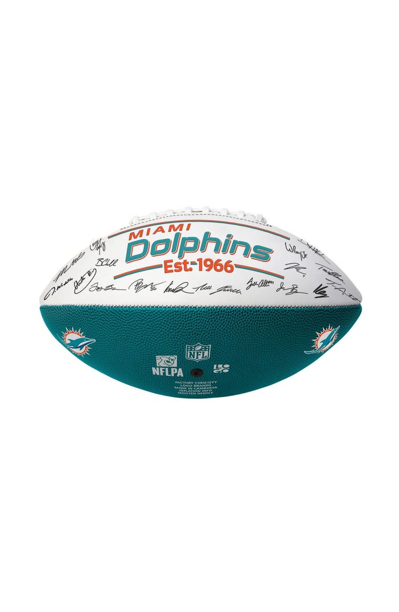 LOGO BRANDS Miami Dolphins 2025 Autograph Signature Football, Alternate, color, Aqua