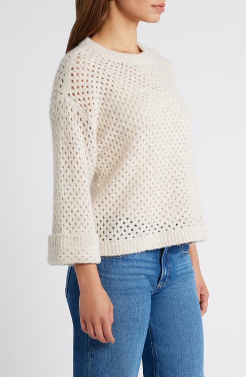 Wit & Wisdom Open Stitch Cuffed Sweater In Heather Light Oatmeal