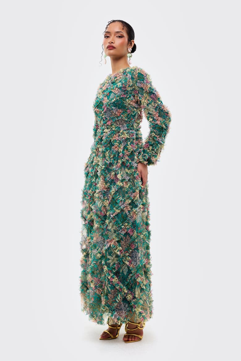 Floral Ruffle Maxi Dress, Alternate, color, MULTICOLOUR