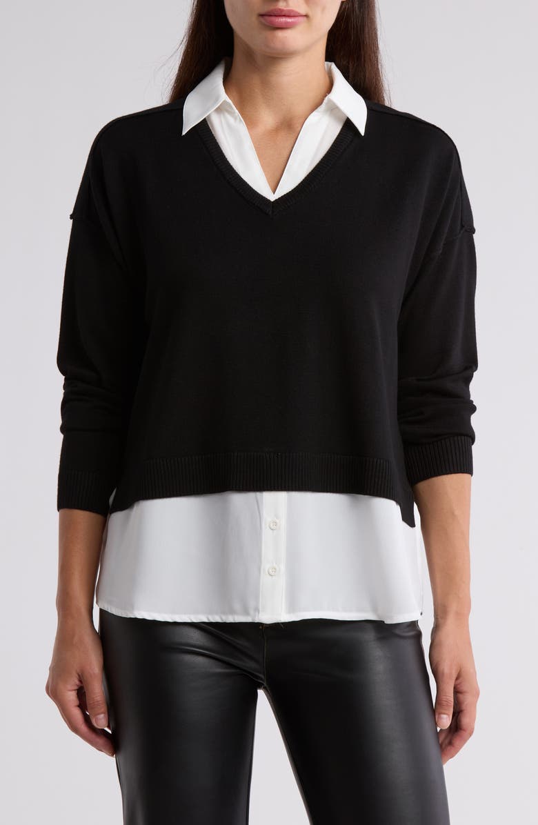 Adrianna Papell Crop Exposed Seam Twofer Top, Main, color,