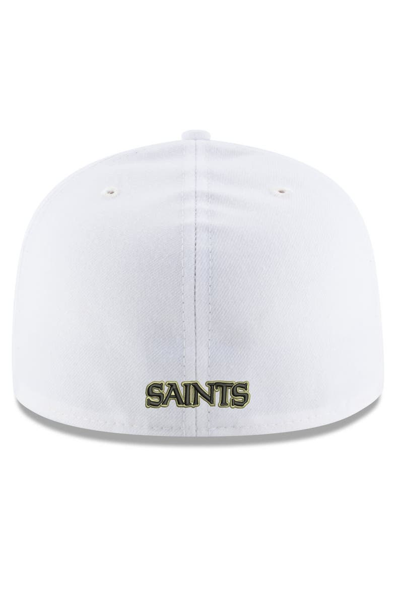 Men's New Era White New Orleans Saints Omaha Alternate Logo 59FIFTY Fitted Hat, Alternate, color, White