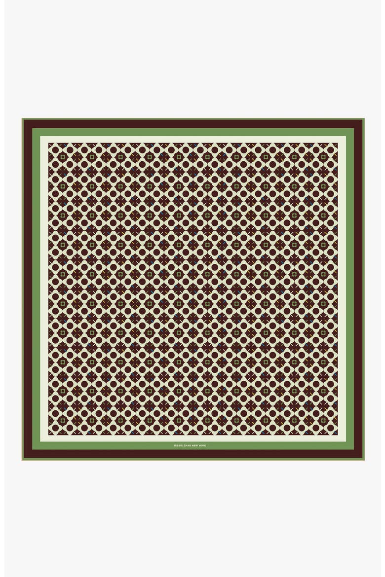 Double Sided Silk Scarf Of Polka Dot Bloom - Brown, Main, color, Brown