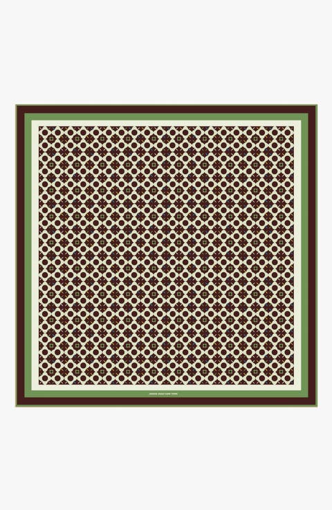 Double Sided Silk Scarf Of Polka Dot Bloom - Brown