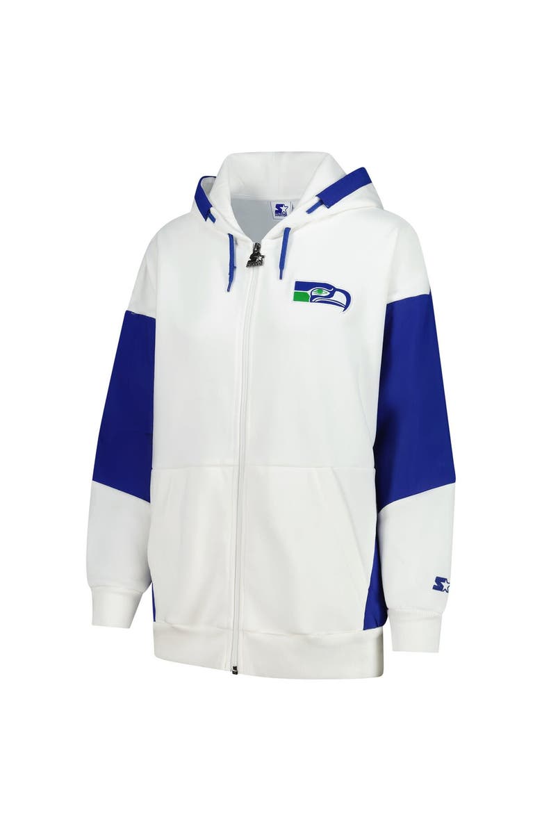 STARTER Women's Starter White Seattle Seahawks Scrimmage Full-Zip Hoodie, Alternate, color, White