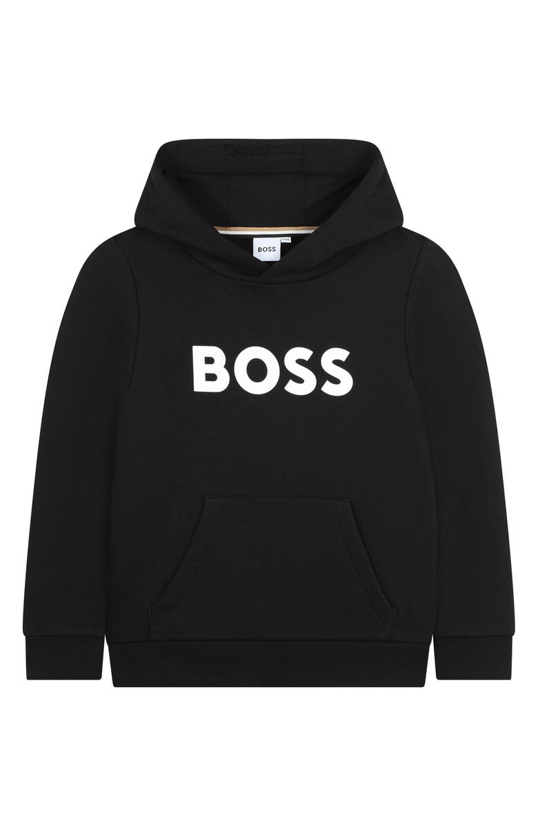 BOSS Kids' Logo Graphic Hoodie, Main, color, Black