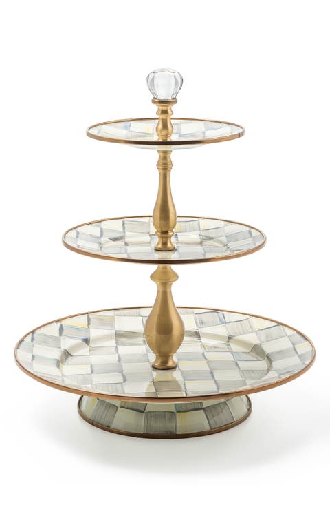 Sterling Check Three Tier Sweet Stand