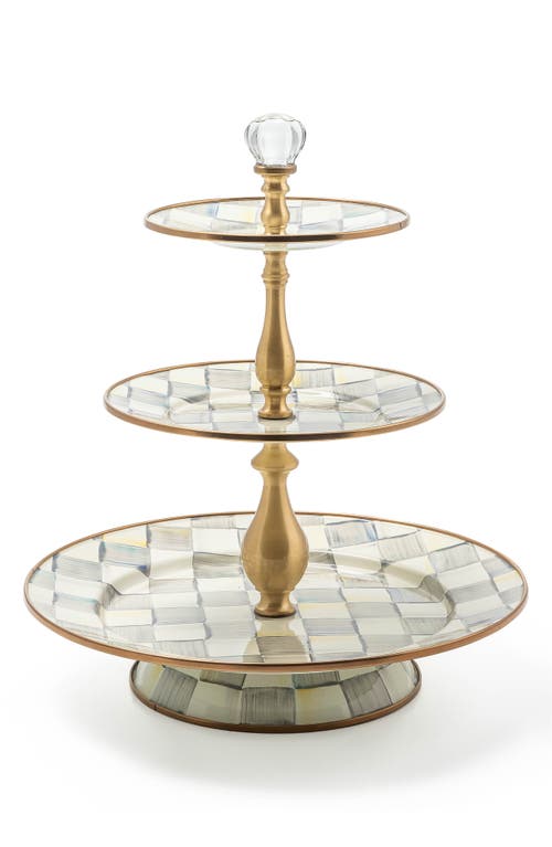 Mackenzie-childs Mackenzie Childs Sterling Check Three Tier Sweet Stand