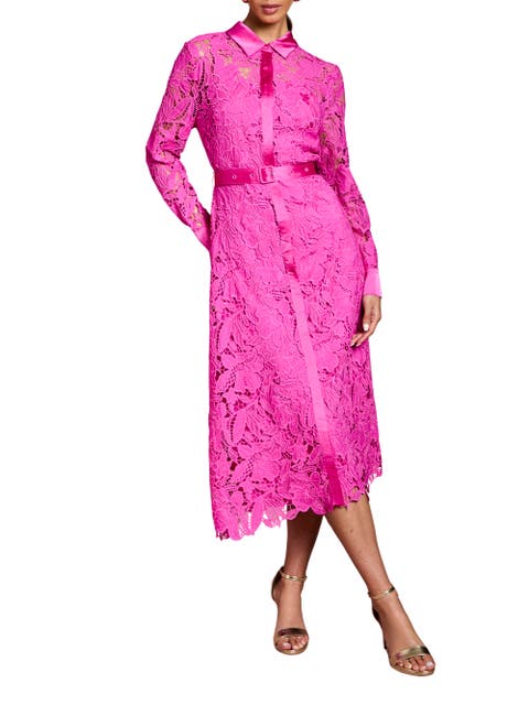 Lace Shirt Long Sleeve Dress