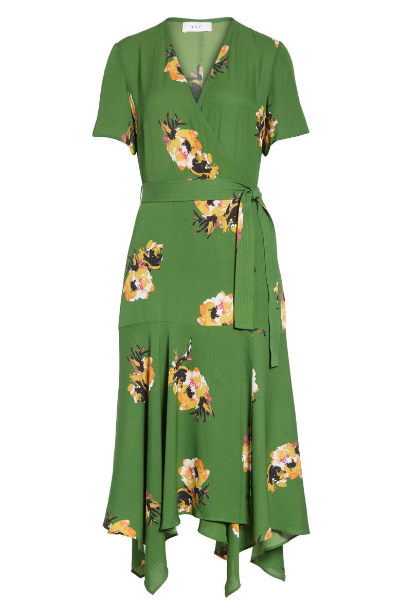 A.L.C. Cora Floral Print Silk Wrap Dress, Alternate, color, 