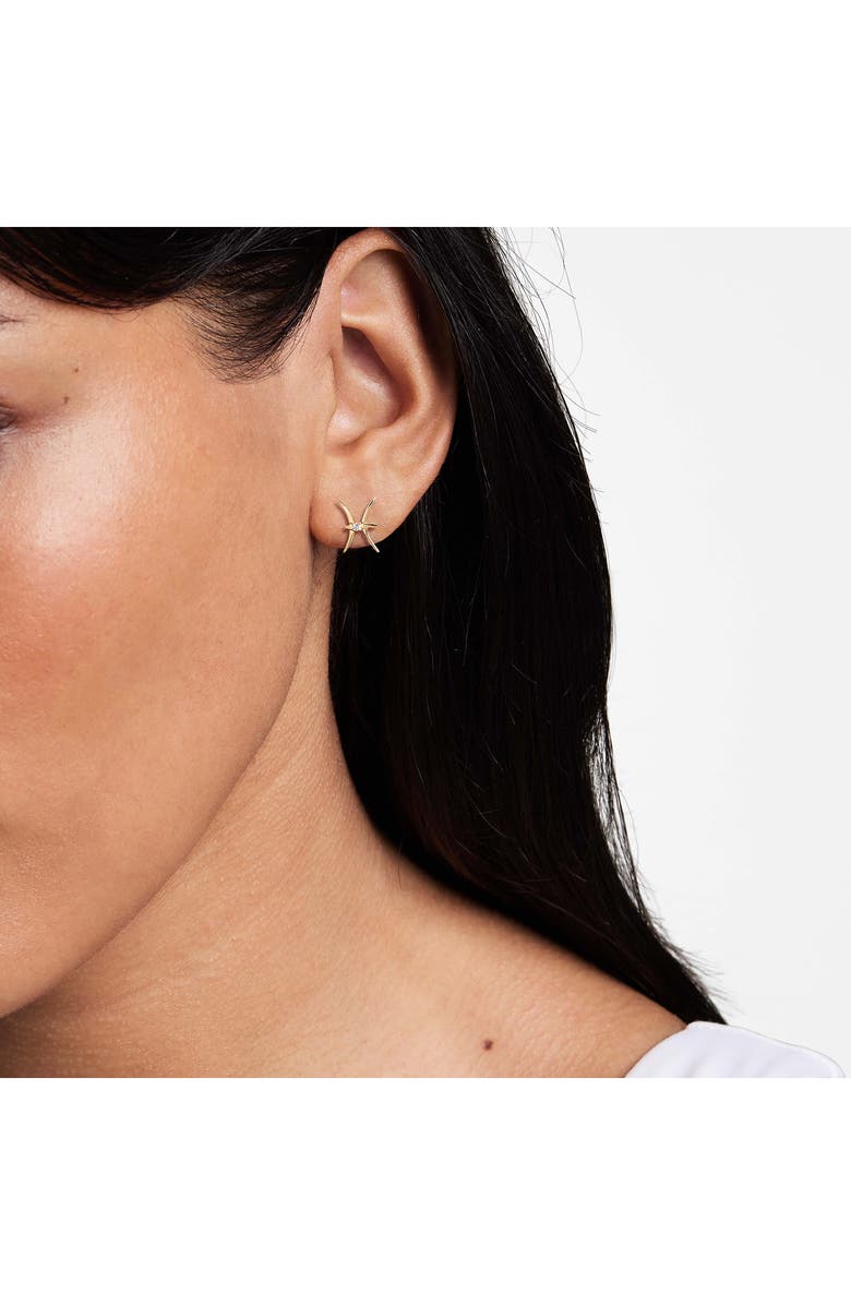 LANA 14K Gold Half Pair Solo Zodiac Stud Earring, Alternate, color, Yellow/ Pisces