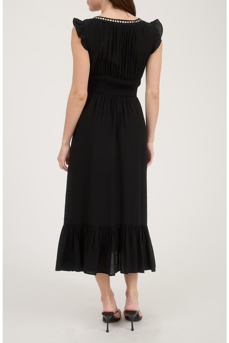 Smocked Waist Midi Dress, Alternate, color, BLACK
