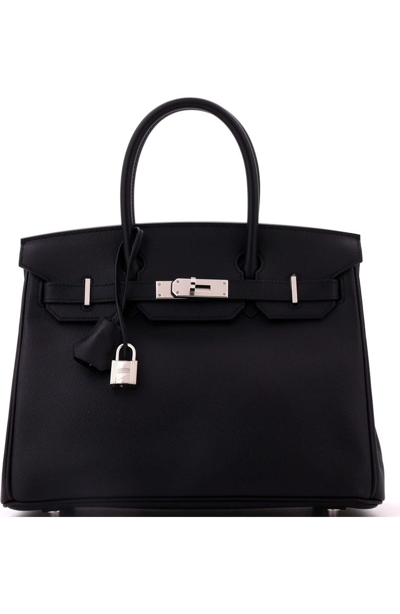 Pre-Owned Hermes Birkin Handbag Black Epsom with Palladium Hardware 30, Main, color, Noir