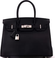 Pre-Owned Hermes Birkin Handbag Black Epsom with Palladium Hardware 30