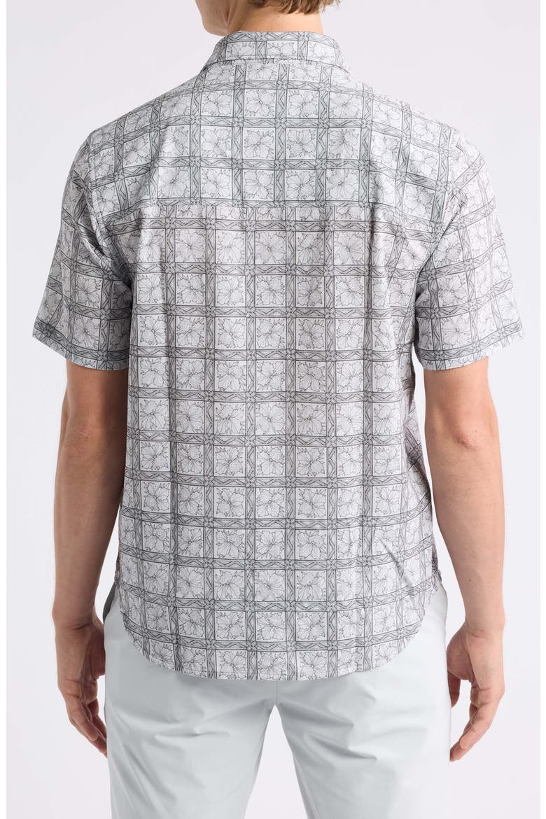 Bahama Coast Flora Check IslandZone® Short Sleeve Button-Up Shirt, Alternate, color, ASH GREY