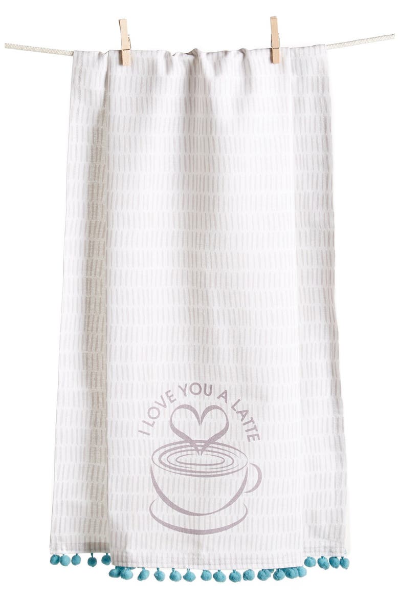 'Love You a Latte' Dish Towel, Main, color, WHITE