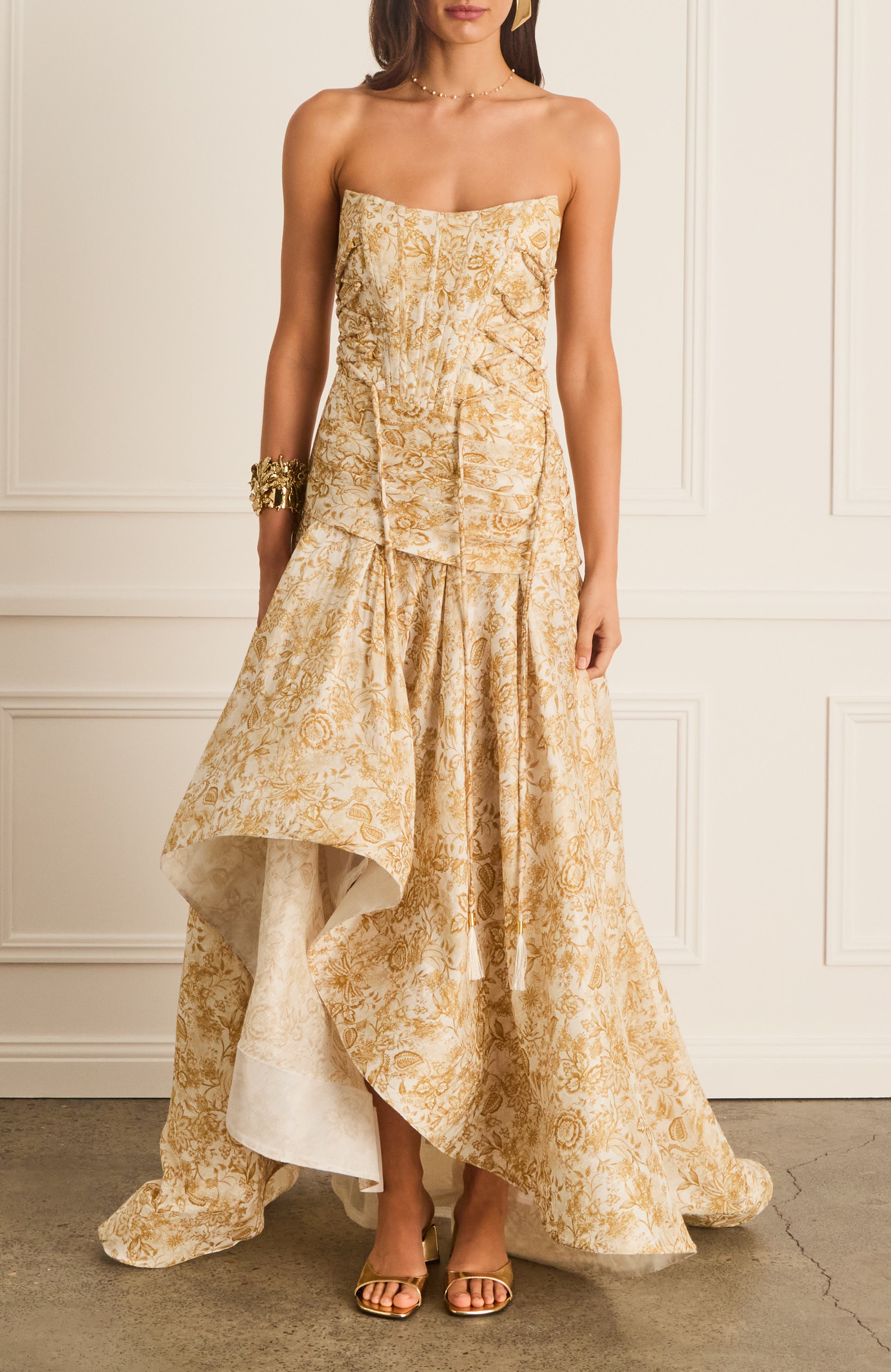 Aqua Blu Luminary Victoria Dress in Gold 