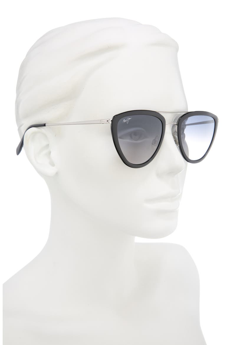 Polarized Round Sunglasses, Alternate, color, BLACK SILVER GREY