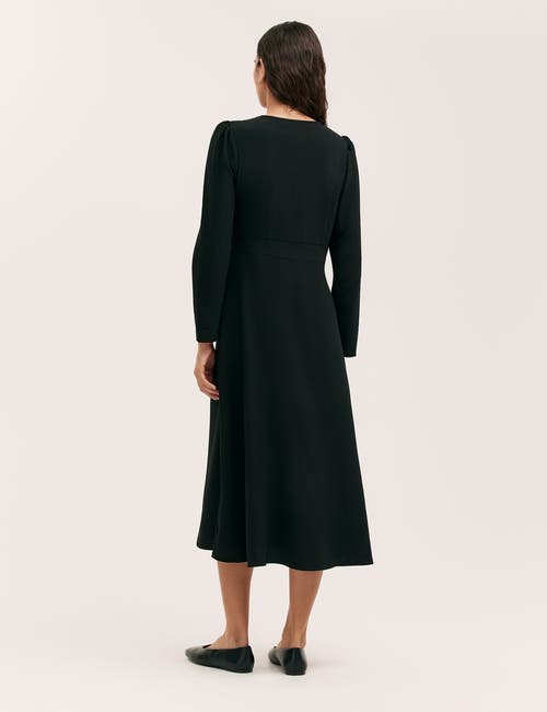 Finery London Caprice Long Sleeve Crepe Midi Dress In Black