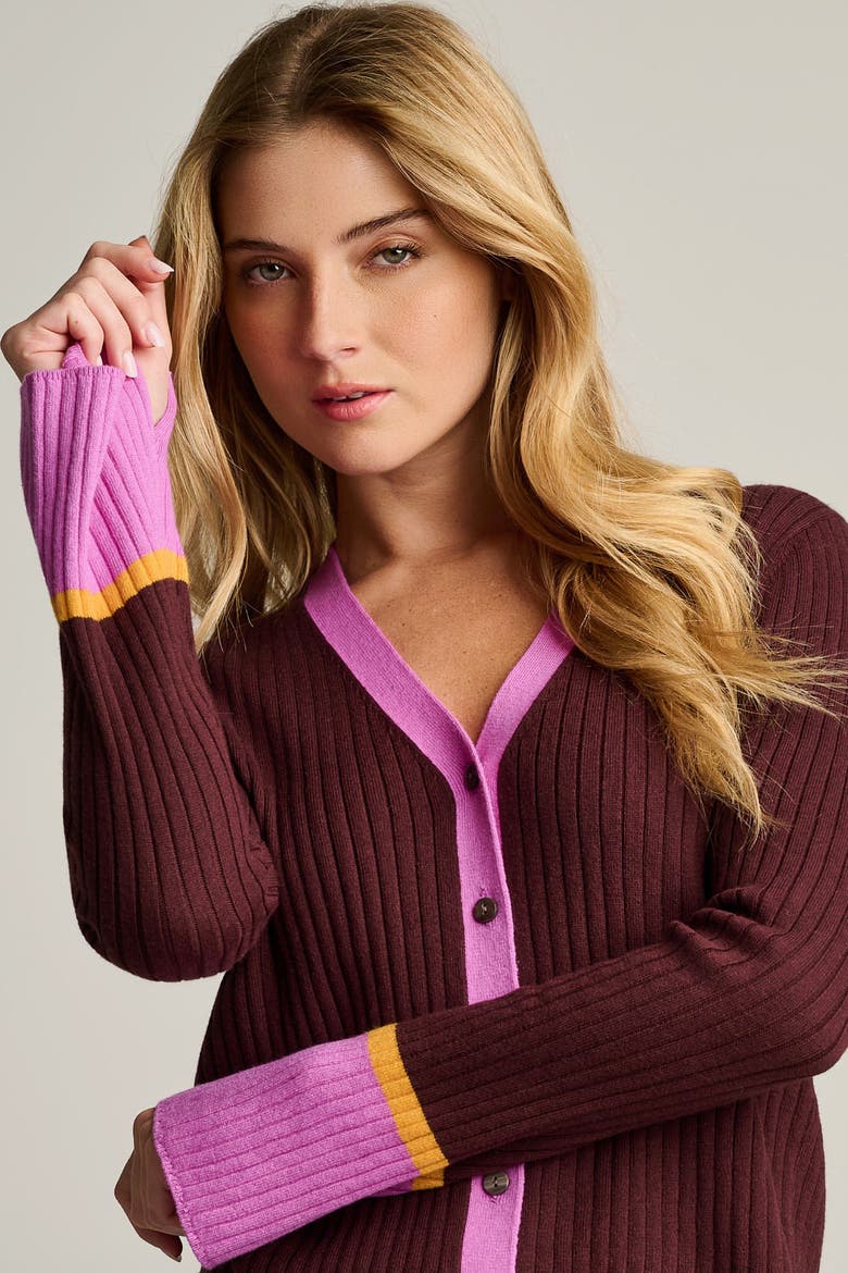 Cuff Keeper Cotton Cashmere Cardigan, Alternate, color, Rum Rasin