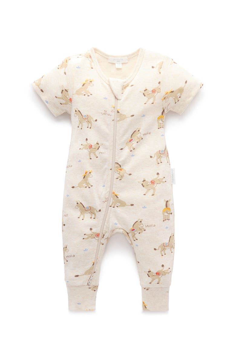 Rib Short Sleeve Romper, Main, color, Si Senor Print