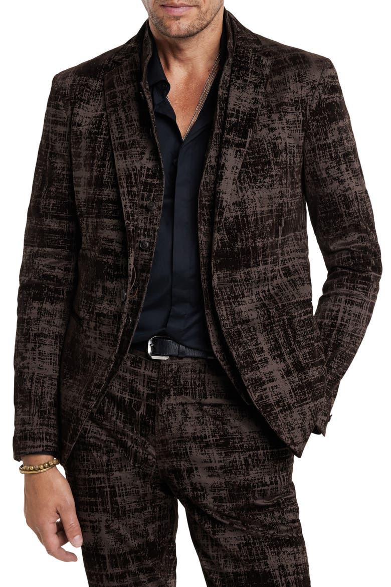 Dalton Slim Fit Flocked Sport Coat with Removable Vest, Main, color, OLD BARK
