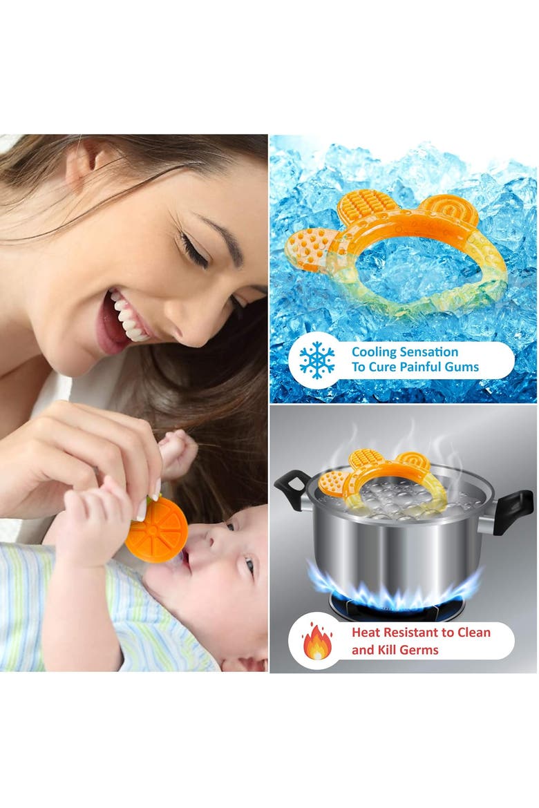 Silicone Baby Teethers Freezer Safe Gift Set, 6-Piece, Alternate, color, Fruits