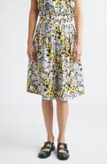 Marni Pop Flowers Print High Waist Cotton Skirt
