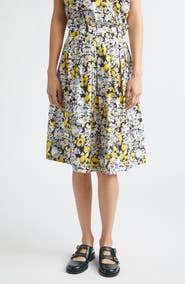 Marni Pop Flowers Print High Waist Cotton Skirt