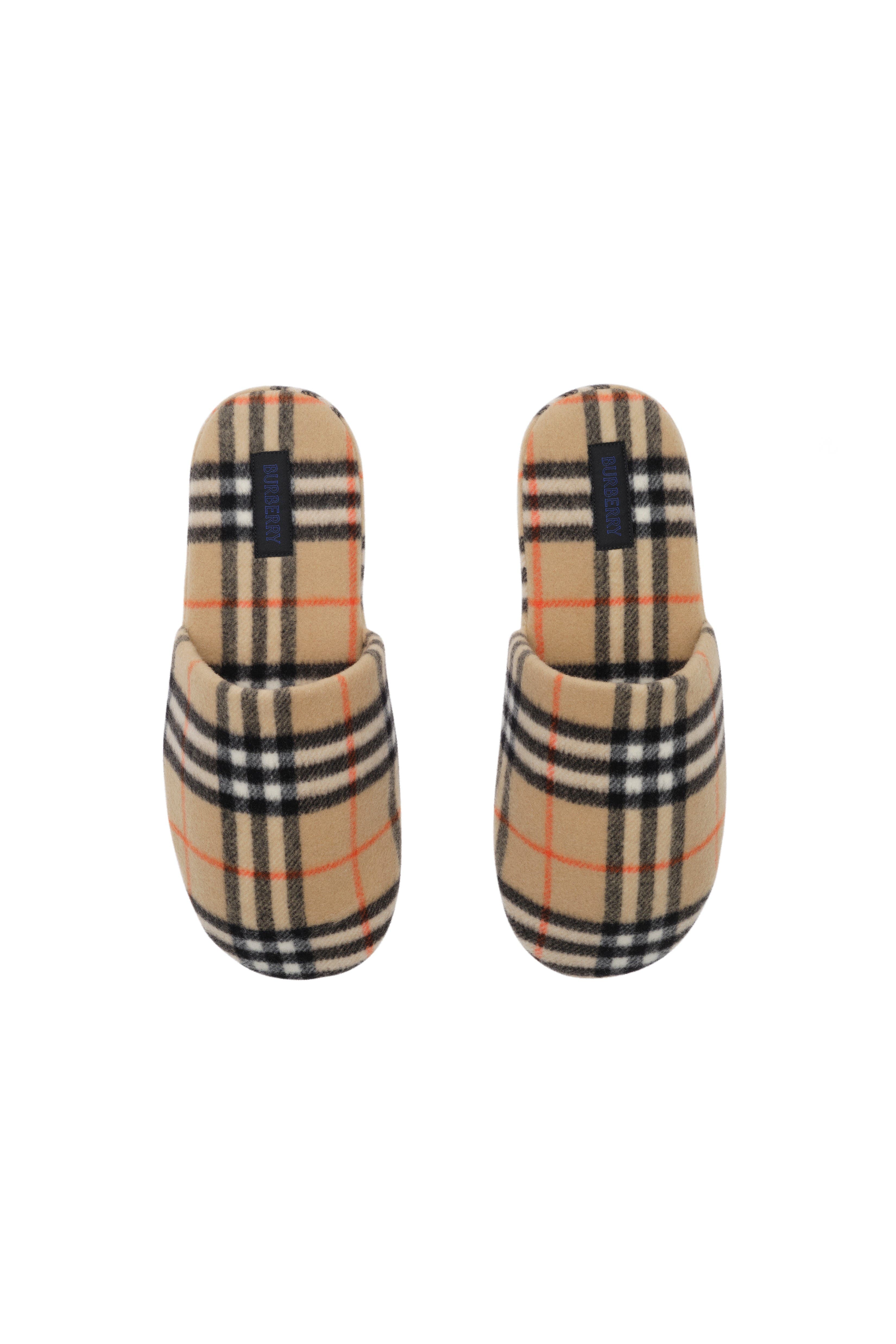 Burberry Check Wool Blend Slippers, Alternate, color, Sand Beige