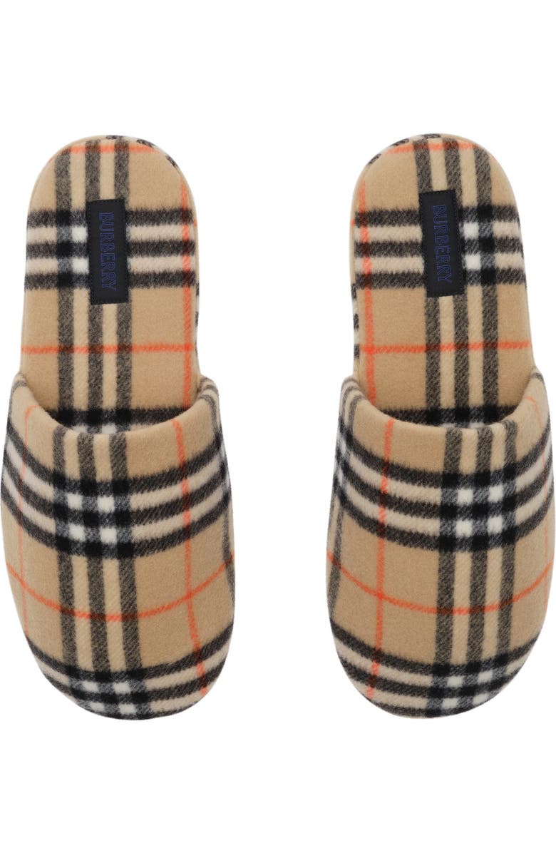 Burberry Check Wool Blend Slippers, Alternate, color, Sand Beige