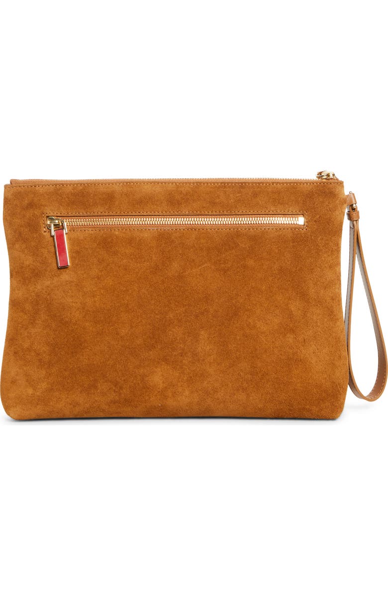 Christian Louboutin Funky Crosta Spikes Suede Wristlet, Alternate, color, Rhea/ Gold