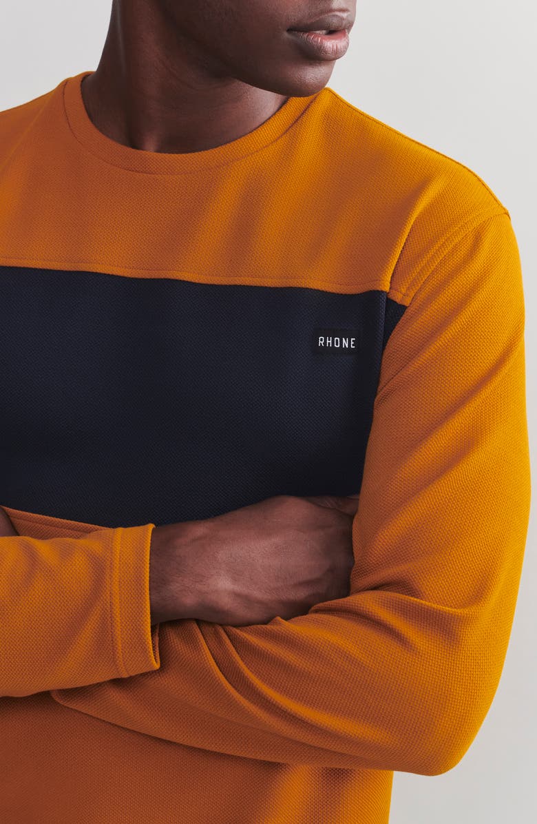 Rhone Prime Piqué Sweatshirt, Alternate, color, Harvest Brown