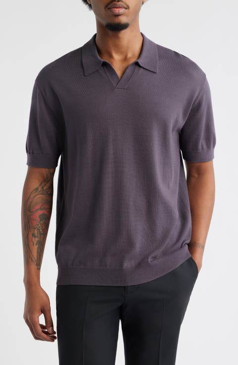 Short Sleeve Johnny Collar Polo Sweater