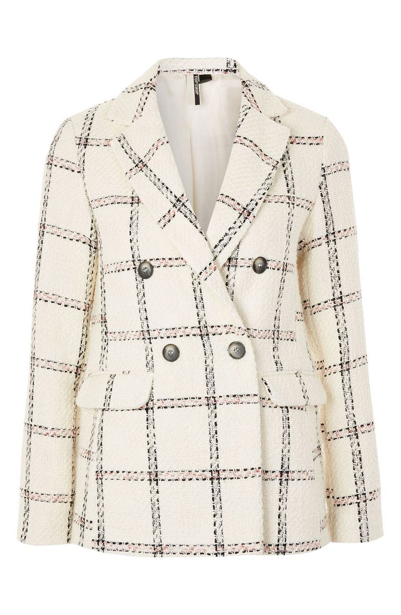 Topshop Check Double Breasted Blazer, Alternate, color, 