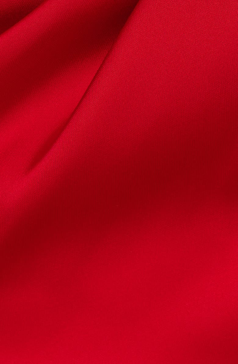 Adrianna Papell Bow One-Shoulder Satin Cocktail Minidress, Alternate, color, Hot Pepper