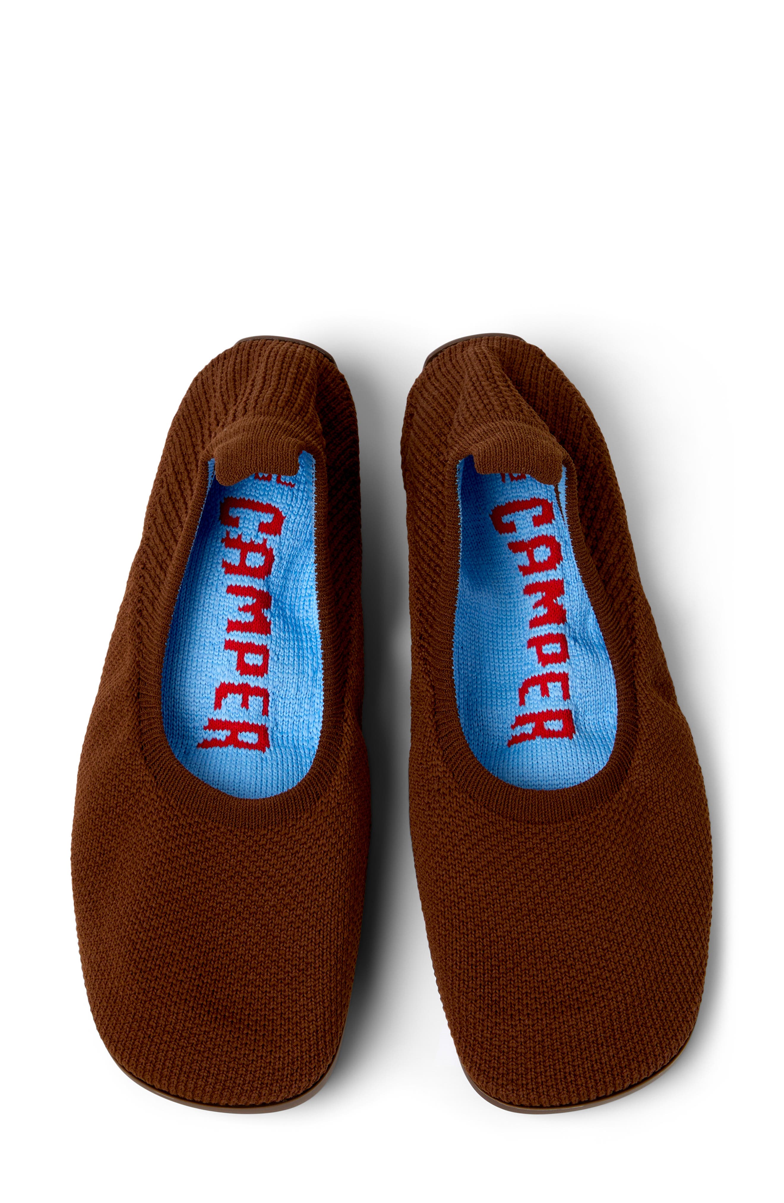 Camper Right Niko Ballerina Flat, Alternate, color, Medium Brown