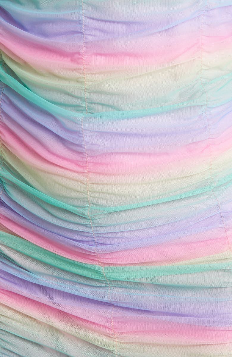 Dressed in Lala Ruched Mesh Long Sleeve Midi Dress with Slip, Alternate, color, 