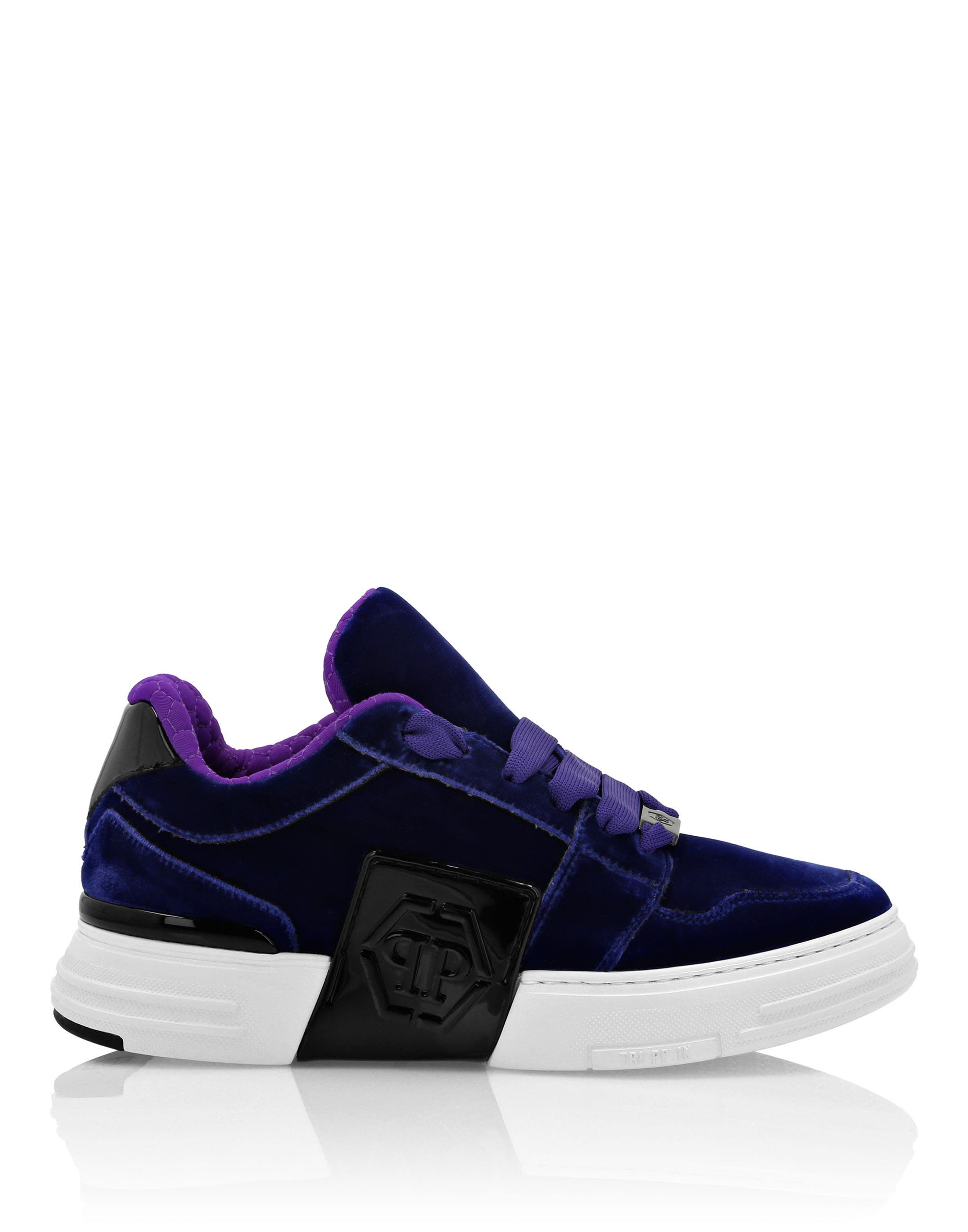 Patent Leather &Amp; Velvet Lo-Top Sneakers Hexagon Women, Alternate, color, Purple