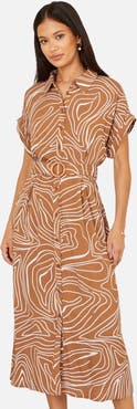 Yumi Abstract Swirl Print Relaxed Midi Dress