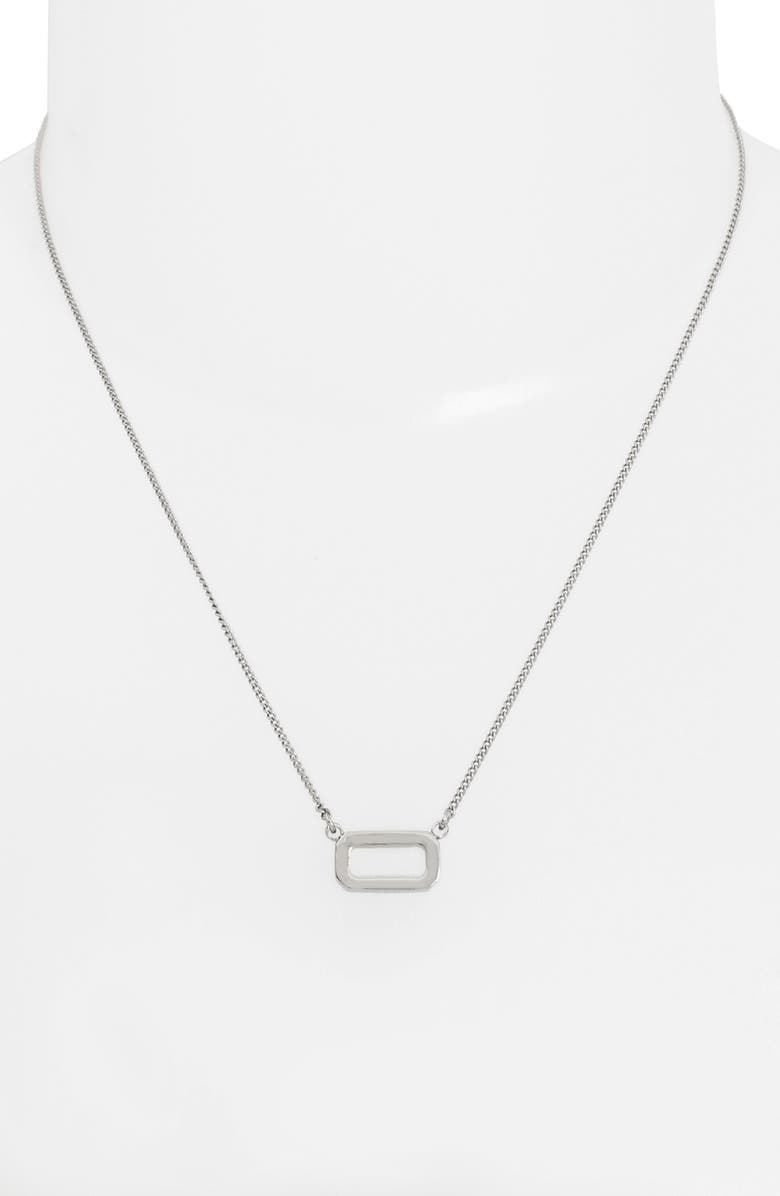 AllSaints Hexagon Pendant Necklace, Alternate, color, Rhodium