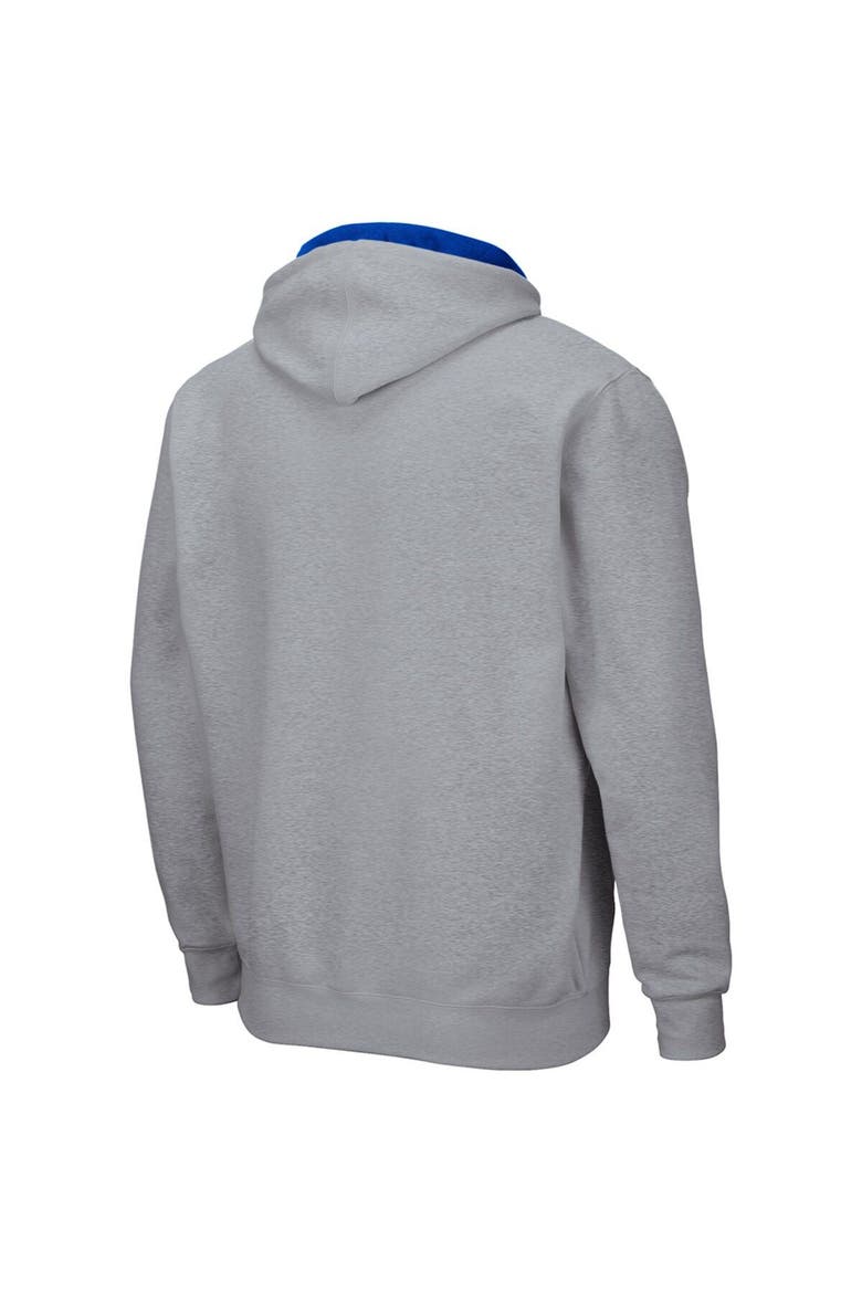 Men's Colosseum Heathered Gray Kansas Jayhawks Arch & Logo 3.0 Full-Zip Hoodie, Alternate, color, Heather Gray