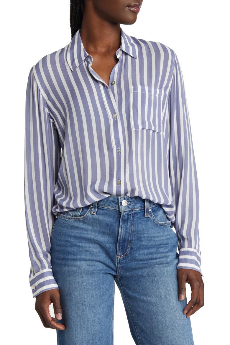 Josephine Print Button-Up Shirt, Main, color, TURIN STRIPE