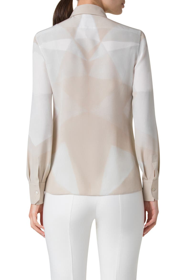 Chiaroscuro Print Silk Crepe Button-Up Shirt, Alternate, color, GREIGE