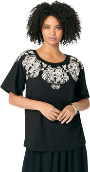 Roaman's Ruffle Printed Tunic
