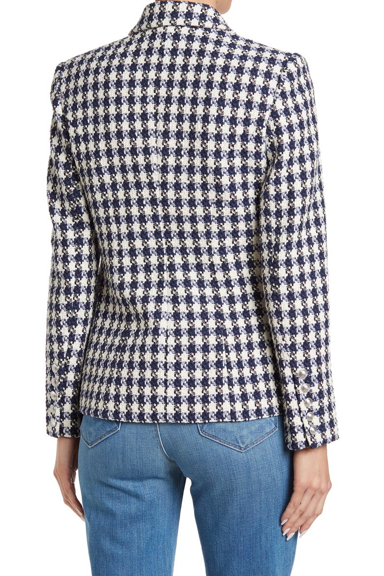 LAGENCE Kenzie Double Breated Blazer, Alternate, color, NAVY/ IVORY TWEED